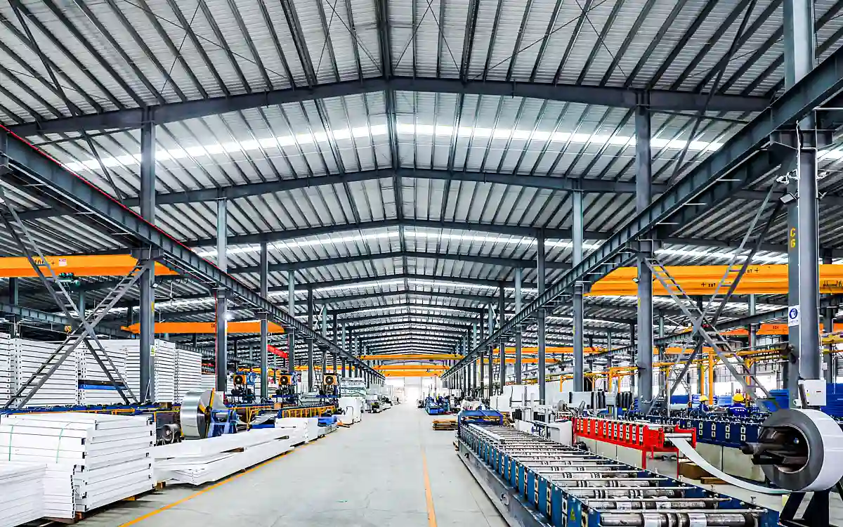 YSHUN production workshop with organized structural components